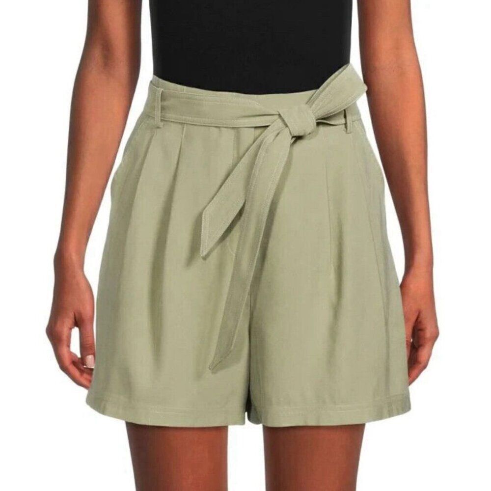 bcbg maxazria Solid Olive Green Rayon Spandex Belt High Rise Shorts Xxs